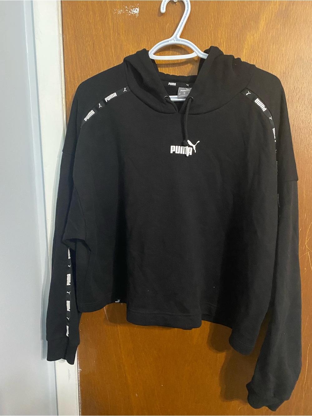 Puma Black Hoodie with White Logo Trim